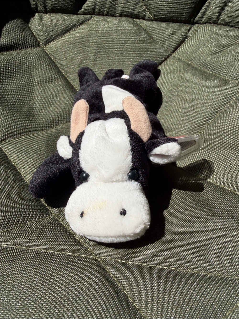 Ty Black & White Cow Beanie Baby Plush Keychain